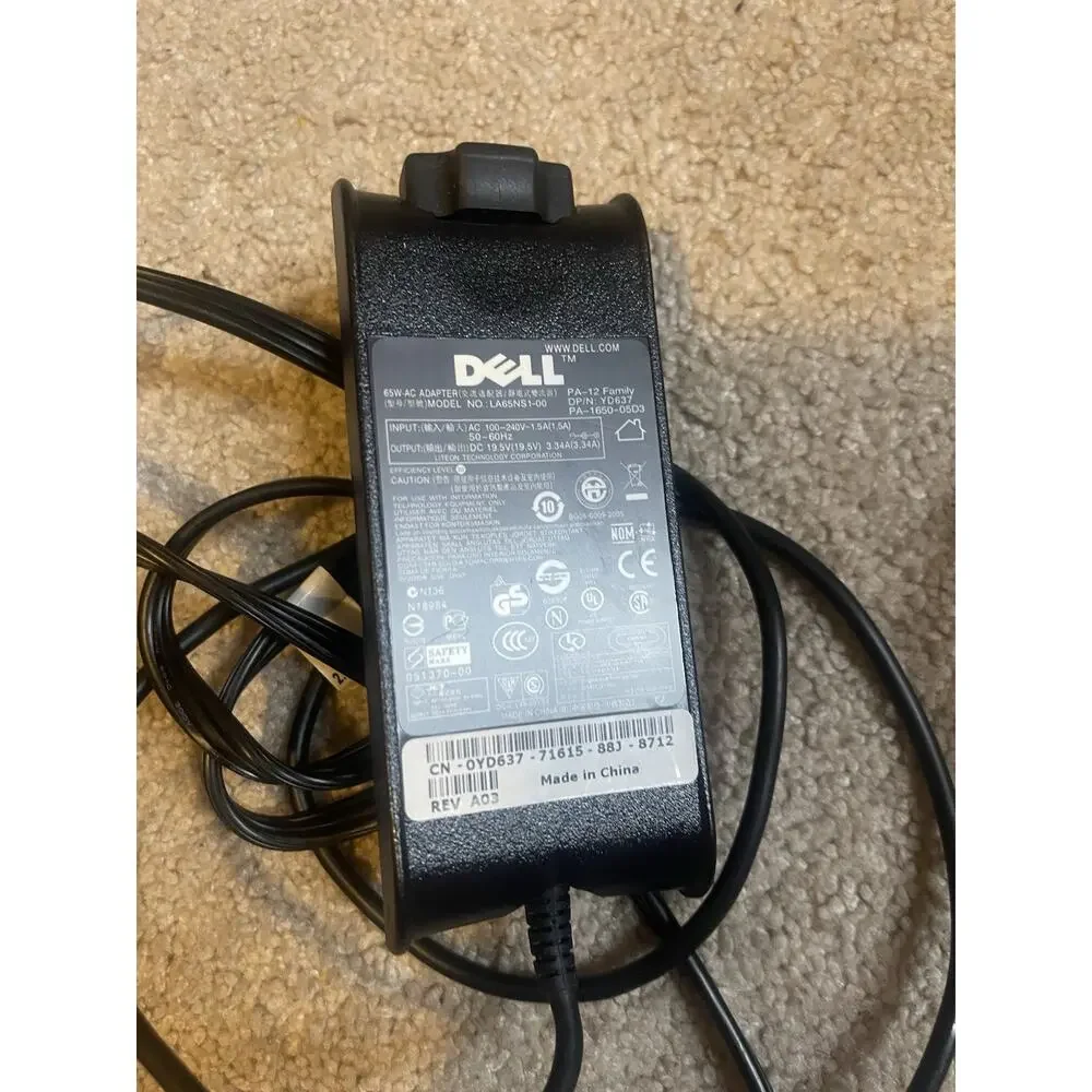 Dell 65W Laptop Charger AC Adapter YD637 LA65NS1-00 19.5V 3.34A